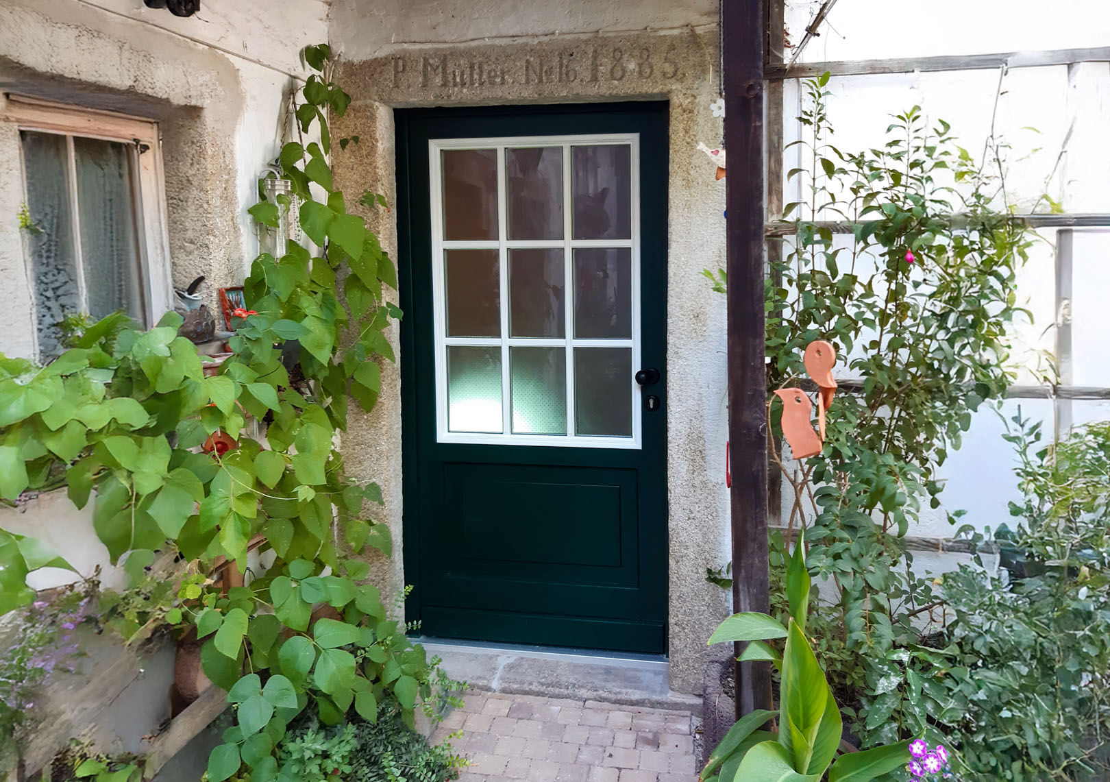 Haustüre grün-weiß